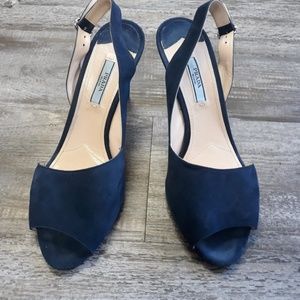 Leather and Suede Prada Milano Navy Size 9